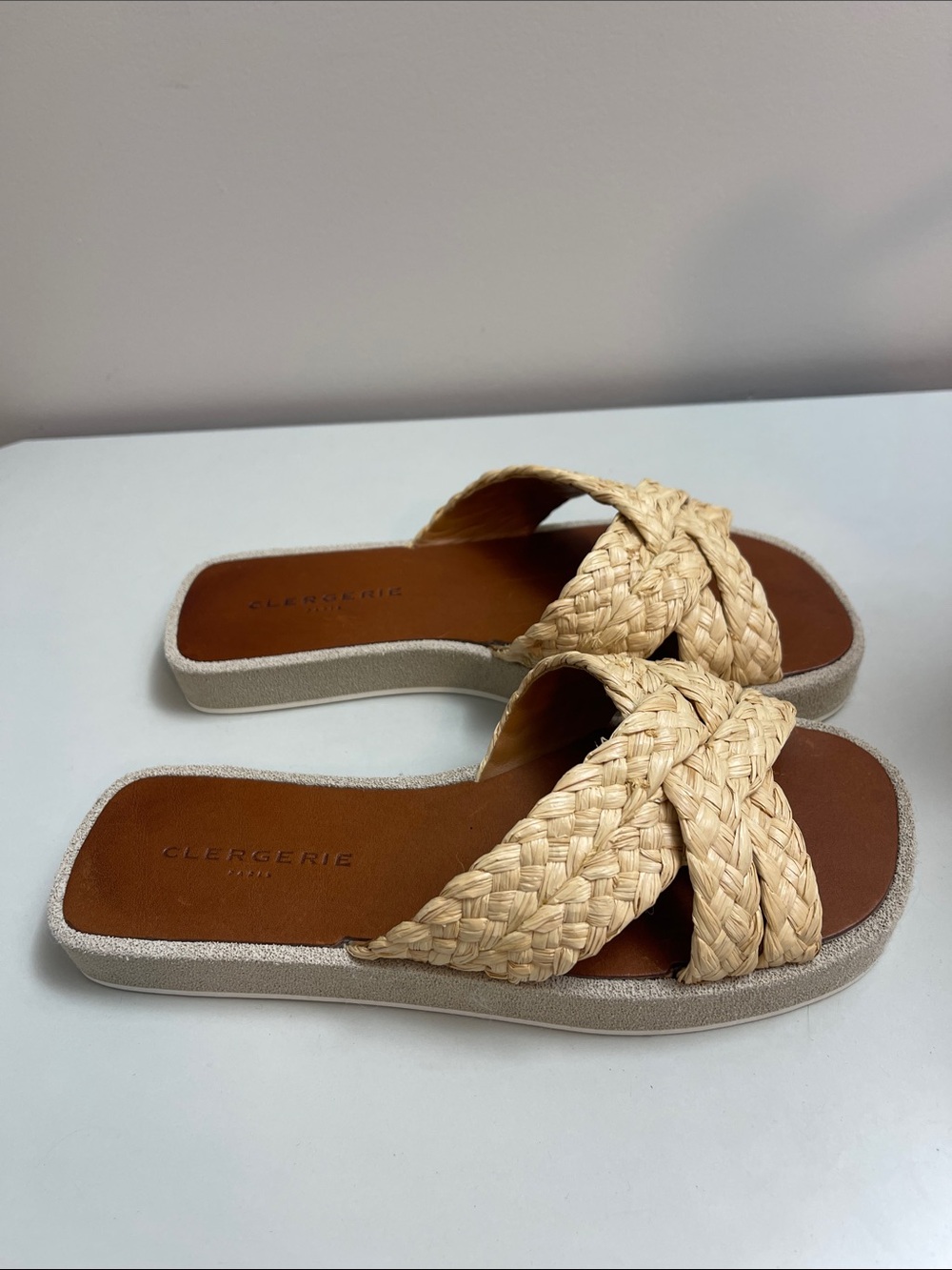 Robert Clergerie Natural Braided Slide Sandals